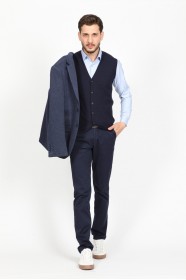 MICRO PATTERNED REGULAR FIT BLAZER. BLUE