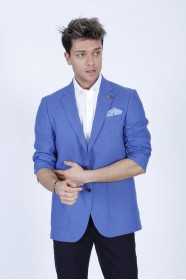 BLUE COLORED, REGULAR-FIT LINEN BLAZER