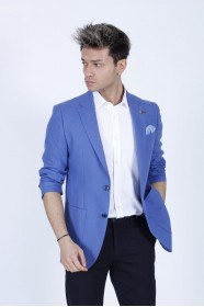 BLUE COLORED, REGULAR-FIT LINEN BLAZER