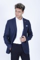 BLUE COLORED, REGULAR-FIT LINEN BLAZER