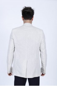 BEIGE COLORED, REGULAR-FIT LINEN BLAZER