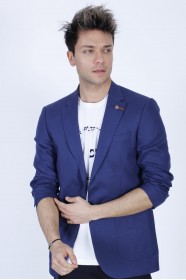 NAVY COLORED, REGULAR-FIT LINEN BLAZER