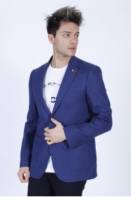 NAVY COLORED, REGULAR-FIT LINEN BLAZER