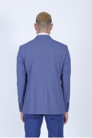 SAX BLUE COLOR REGULAR-FİT BLAZER İN CHECKED AND MİCRO-PATTERNED WOOL.