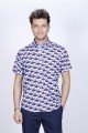 COTTON SHIRT SHORT SLEEVES, AND REGULAR FIT MOLD. NAVYBLUE
