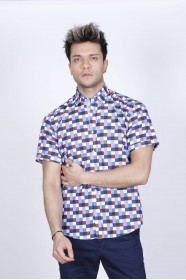 COTTON SHIRT SHORT SLEEVES, AND REGULAR FIT MOLD. BLACK