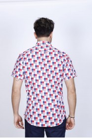COTTON SHIRT SHORT SLEEVES, AND REGULAR FIT MOLD. RED