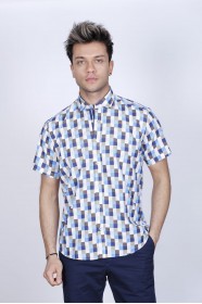COTTON SHIRT SHORT SLEEVES, AND REGULAR FIT MOLD. NAVYBLUE