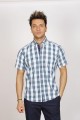 COTTON SHIRT IN TURQUOISE COLOUR, SHORT SLEEVES, AND REGULAR FIT MOLD.