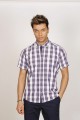 COTTON SHIRT IN TURQUOISE COLOUR, SHORT SLEEVES, AND REGULAR FIT MOLD.