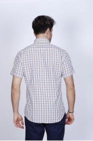 COTTON SHIRT SHORT SLEEVES, AND REGULAR FIT MOLD. BROWN