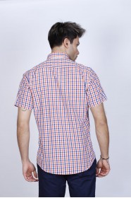 COTTON SHIRT SHORT SLEEVES, AND REGULAR FIT MOLD. ORANGE