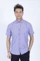 COTTON SHIRT IN RED COLOUR, SHORT SLEEVES, AND REGULAR FIT MOLD.