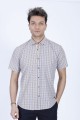 COTTON SHIRT IN RED COLOUR, SHORT SLEEVES, AND REGULAR FIT MOLD.
