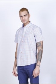 COTTON SHIRT IN TURQUOISE COLOUR, SHORT SLEEVES, AND REGULAR FIT MOLD.