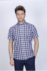 COTTON SHIRT IN BROWN COLOUR, SHORT SLEEVES, AND REGULAR FIT MOLD.