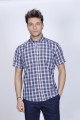 COTTON SHIRT IN SAX BLUE COLOUR, SHORT SLEEVES, AND REGULAR FIT MOLD.