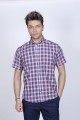 COTTON SHIRT IN SAX BLUE COLOUR, SHORT SLEEVES, AND REGULAR FIT MOLD.