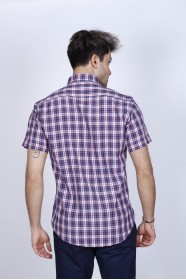 COTTON SHIRT IN SAX BLUE COLOUR, SHORT SLEEVES, AND REGULAR FIT MOLD.