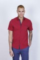 SPORT COTTON SHIRT IN RED COLORED, SHORT SLEEVE, SNAP-BUTTON ON THE FRONT.