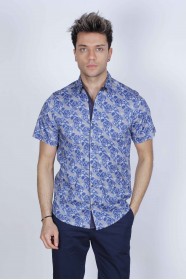 CREAM COLORED, SPORT COTTON SHIRT, SHORT SLEEVE, BUTTON FASTENING ON THE FRONT
