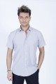 COTTON SHIRT IN GREY COLOUR, SHORT SLEEVES, AND REGULAR FIT MOLD.