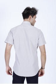 COTTON SHIRT IN BEIGE COLOUR, SHORT SLEEVES, AND REGULAR FIT MOLD.