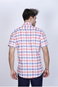 SHORT SLEEVE, REGULAR FIT, BUTTONED COTON SHIRT. SAXBLUE