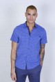 SPORT COTTON SHIRT IN LIGHT BLUE COLORED, SHORT SLEEVE, SNAP-BUTTON ON THE FRONT.