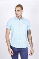 SPORT COTTON SHIRT IN TURQUOISE, SHORT SLEEVE, SNAP-BUTTON ON THE FRONT.