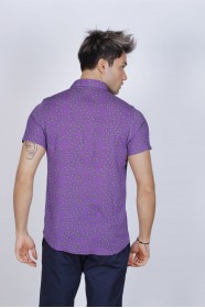 BAMBOO SHIRT IN PURPLE COLOUR, SHORT SLEEVES AND BUTTONS ON THE FRONT