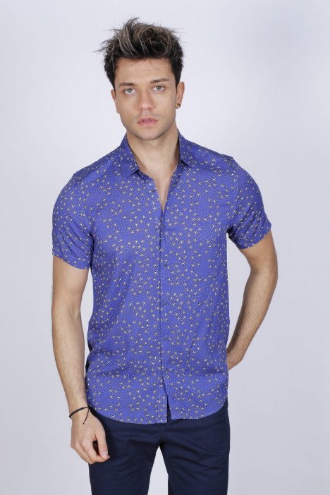 BAMBOO SHIRT IN LILY COLOUR, SHORT SLEEVES AND BUTTONS ON THE FRONT