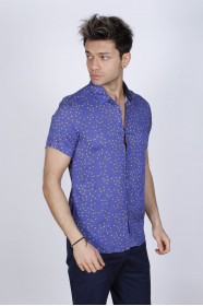 BAMBOO SHIRT IN LILY COLOUR, SHORT SLEEVES AND BUTTONS ON THE FRONT