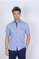 SPORT COTTON SHIRT WITH SHORT SLEEVE CHECKED FRONT. SAXBLUE