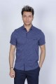 SPORT COTTON SHIRT WITH SHORT SLEEVE CHECKED FRONT. TURQUOISE