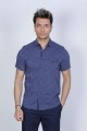 SPORT COTTON SHIRT IN BLUE COLORED, SHORT SLEEVE, SNAP-BUTTON ON THE FRONT.