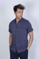 SPORT COTTON SHIRT WITH SHORT SLEEVE CHECKED FRONT. TURQUOISE