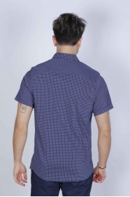 SPORT COTTON SHIRT WITH SHORT SLEEVE CHECKED FRONT. BROWN