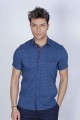 SPORT COTTON SHIRT WITH SHORT SLEEVE CHECKED FRONT. TURQUOISE
