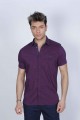 SPORT COTTON SHIRT WITH SHORT SLEEVE CHECKED FRONT. BROWN