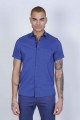 SPORT SHIRT WITH SHORT SLEEVE, CLOSURED FRONT SNAP-BUTTON FASTENING. NAVY BLUE