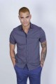 SPORT SHIRT WITH SHORT SLEEVE, CLOSURED FRONT SNAP-BUTTON FASTENING. DARK-NAVYBLUE