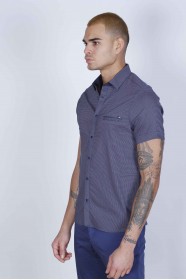 SPORT SHIRT WITH SHORT SLEEVE, CLOSURED FRONT SNAP-BUTTON FASTENING. BROWN