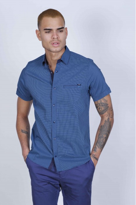 SPORT SHIRT WITH SHORT SLEEVE, CLOSURED FRONT SNAP-BUTTON FASTENING. MINT GREEN