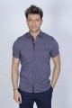 SPORT COTTON SHIRT IN BROWN COLORED, SHORT SLEEVE, SNAP-BUTTON ON THE FRONT.