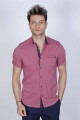 SPORT COTTON SHIRT IN BROWN COLORED, SHORT SLEEVE, SNAP-BUTTON ON THE FRONT.