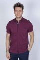 SPORT COTTON SHIRT IN BROWN COLORED, SHORT SLEEVE, SNAP-BUTTON ON THE FRONT.