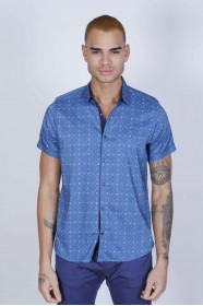 SPORT COTTON SHIRT IN MINT GREEN COLORED, SHORT SLEEVE, SNAP-BUTTON ON THE FRONT.