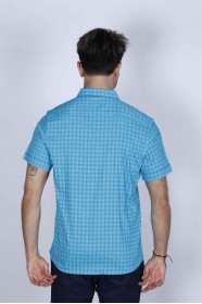 SPORT COTTON SHIRT IN MINT GREEN COLORED, SHORT SLEEVE, SNAP-BUTTON ON THE FRONT.