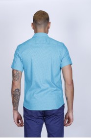 SPORT COTTON SHIRT IN MINT GREEN COLORED, SHORT SLEEVE, SNAP-BUTTON ON THE FRONT.